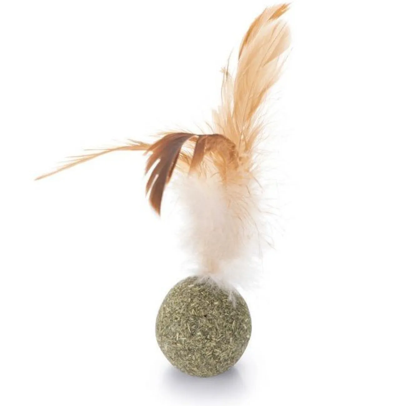 Beeztees Kong Katzenspielzeug | Katzenspielzeug- Catnip Ball mit Federn natur