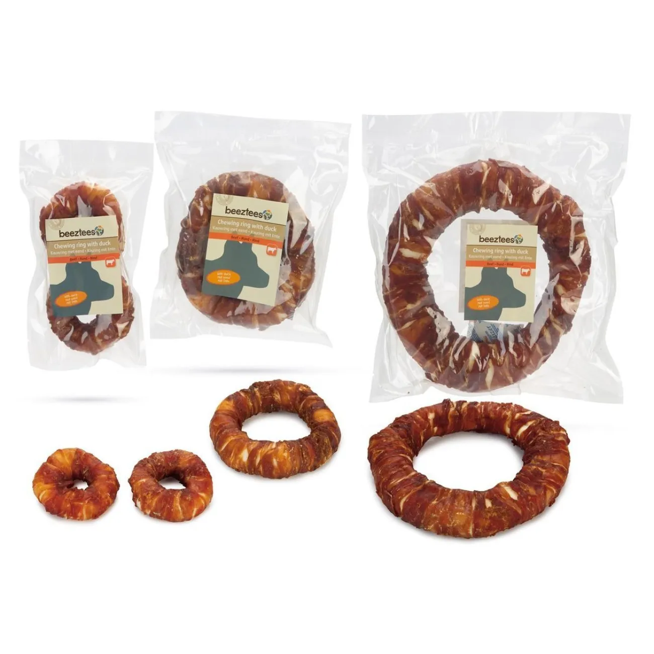 Beeztees Trainingssnacks Für Hunde | Trainersnacks- Hundesnack Rinderhaut Ring mit Ente