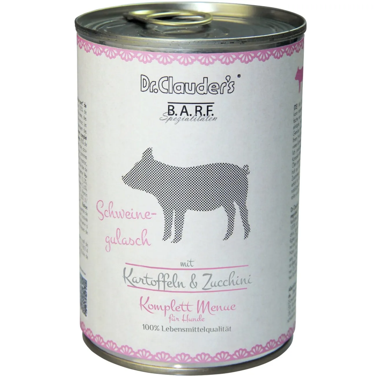 Dr. Clauders Hundefutter- Barf Dog Komplettmenü Schweinegulasch