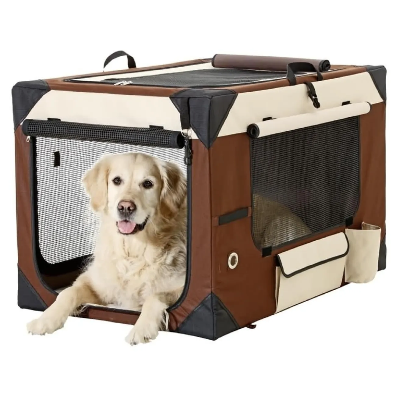 Karlie Welpenzubehör | Hundezubehör- Smart Top Deluxe Hundebox Transportbox braun