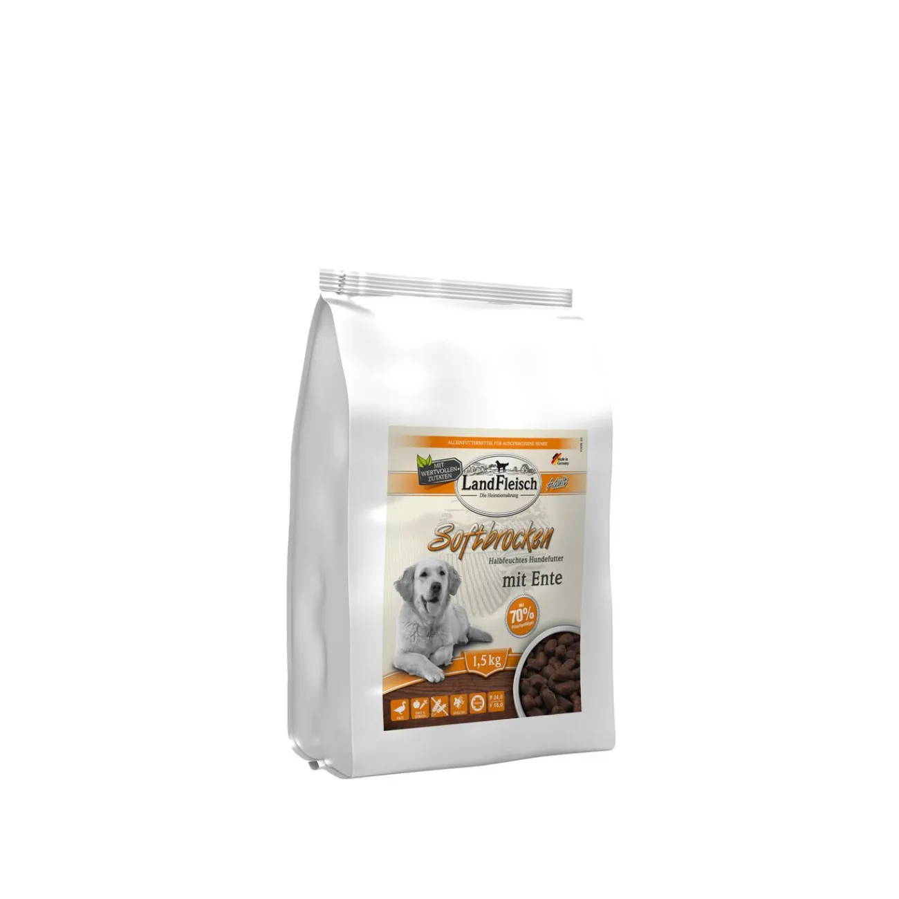 Landfleisch Hundefutter- Softbrocken getreidefrei Adult mit Ente