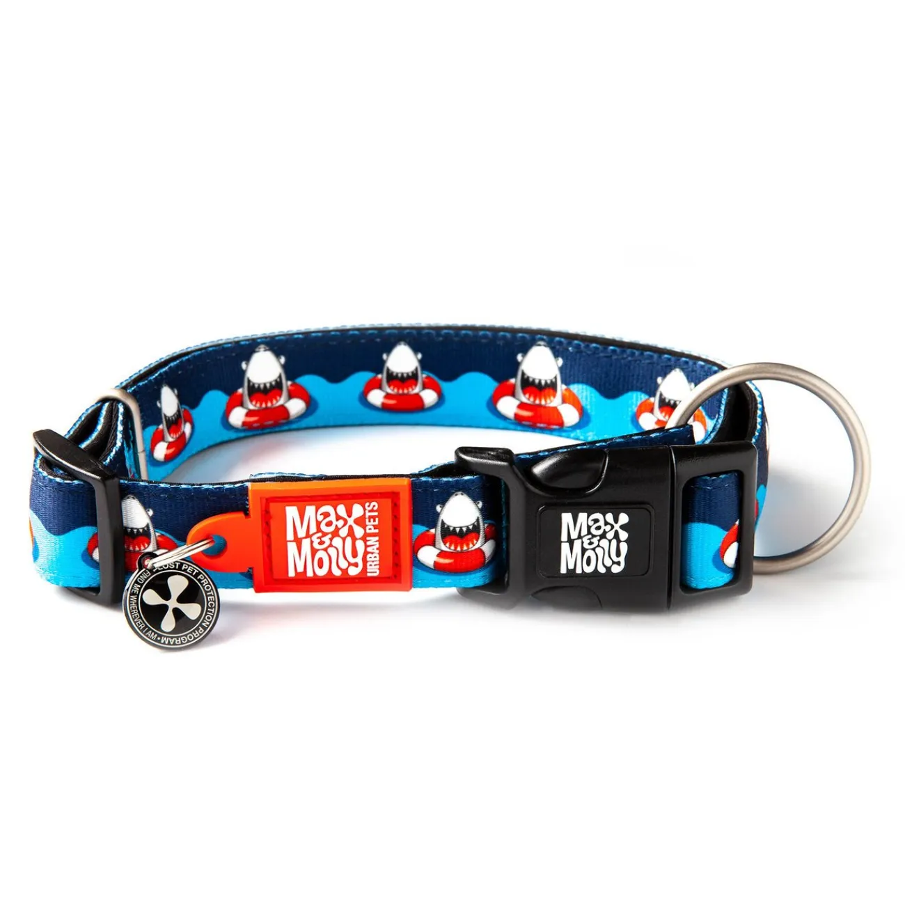 Max & Molly Hundehalsbänder | Hundehalsbänder- Smart ID Halsband Frenzy The Shark blau