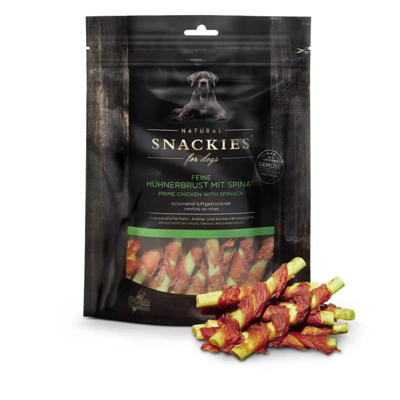 Snackies Trainingssnacks Für Hunde | Trainersnacks- Feine Hühnerbrust mit Spinat