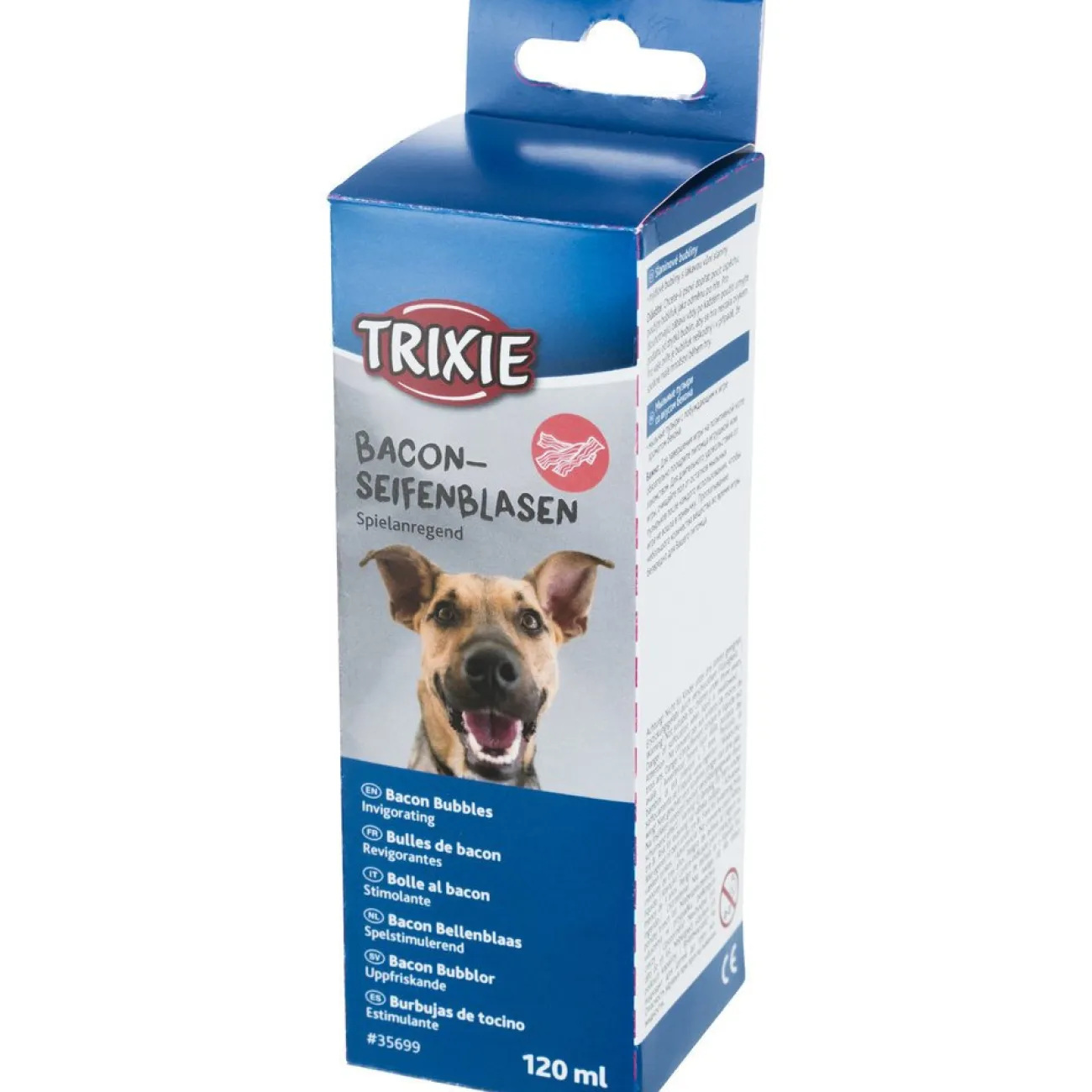 TRIXIE Wasserspielzeug | Hundebälle- Bacon Seifenblasen blau