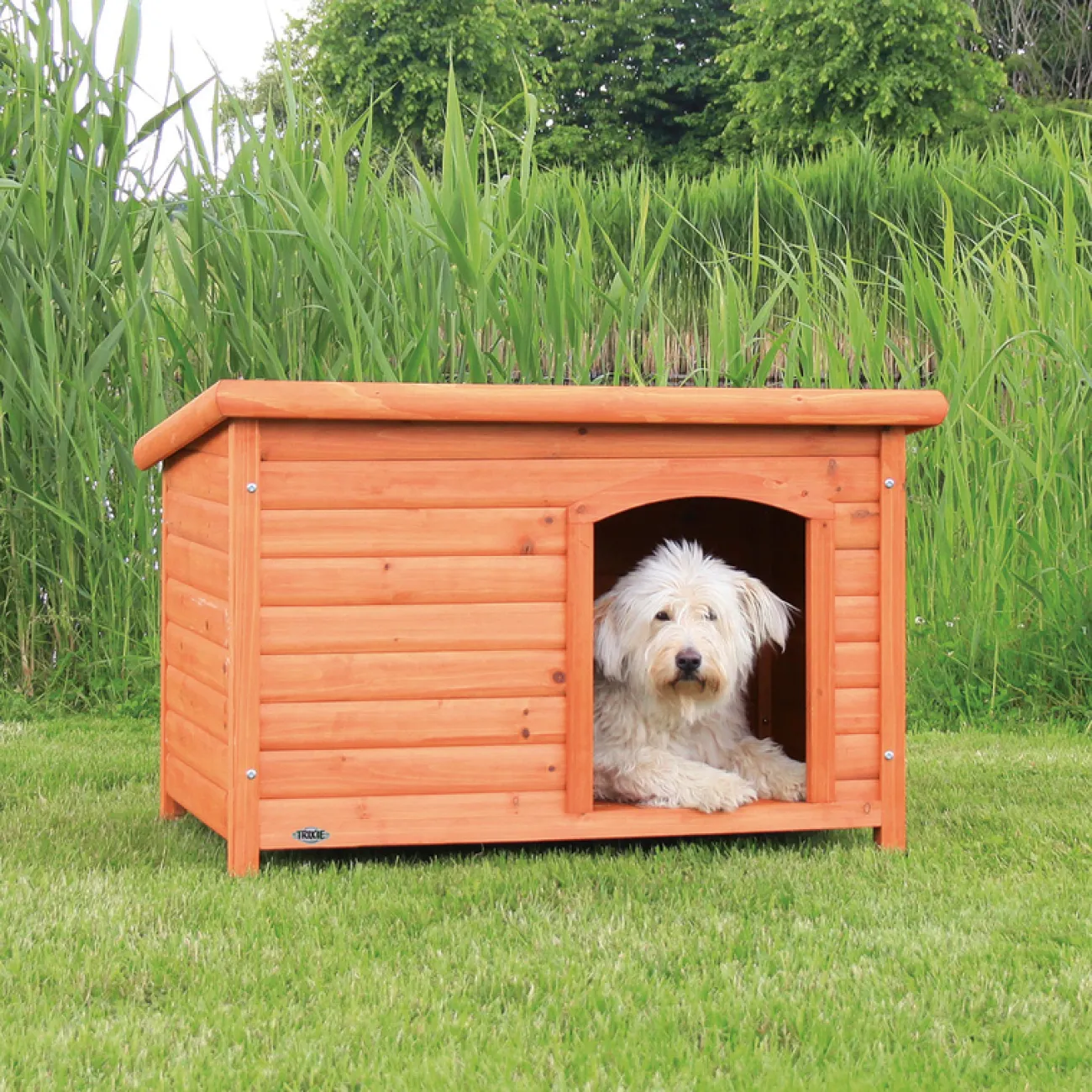 TRIXIE Hundezubehör | Mehr Hundeartikel- Hundehütte Natura mit Flachdach braun