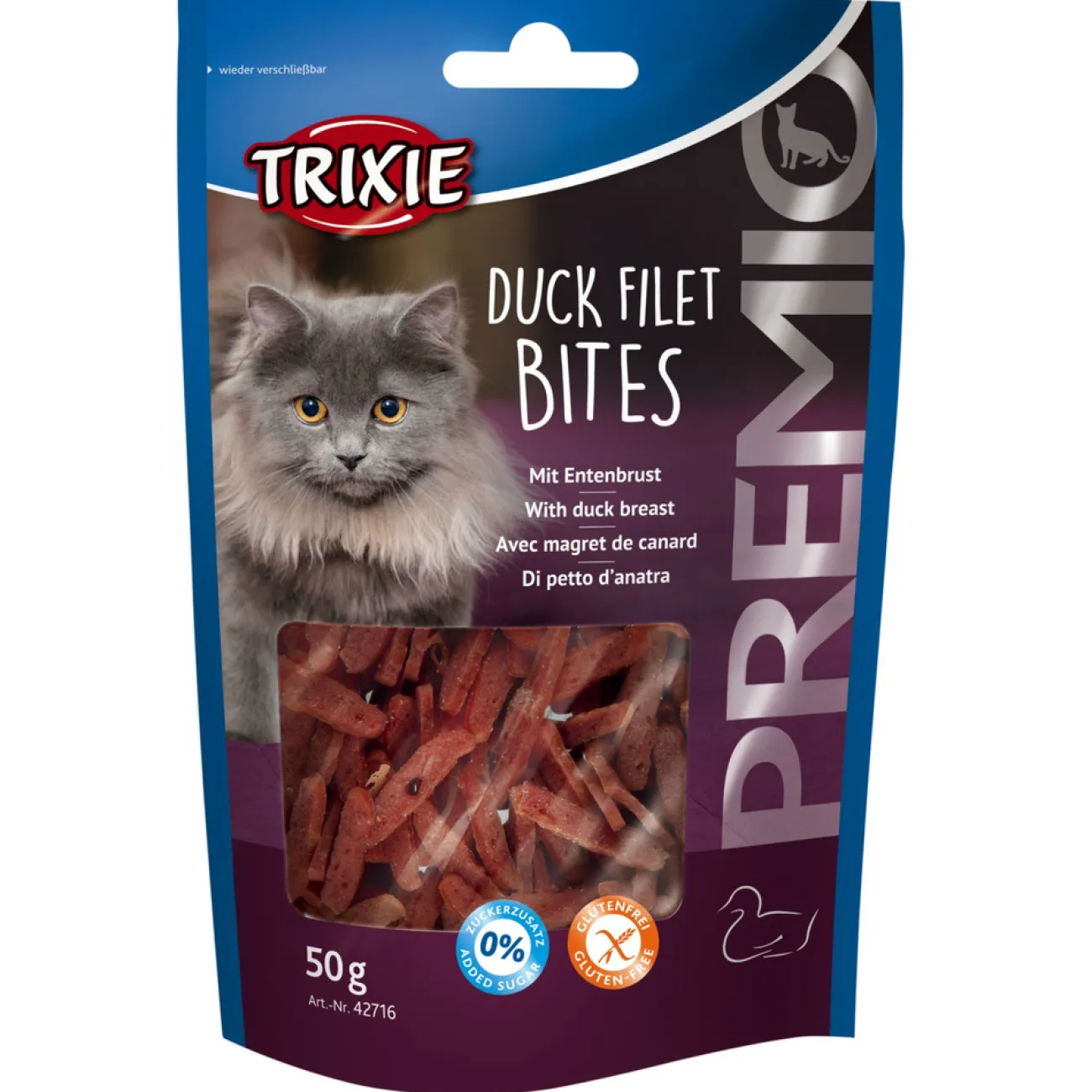 TRIXIE Dokas Katzensnacks | Dr. Clauder'S Snack It- Katzenleckerli Premio Duck Filet Bites