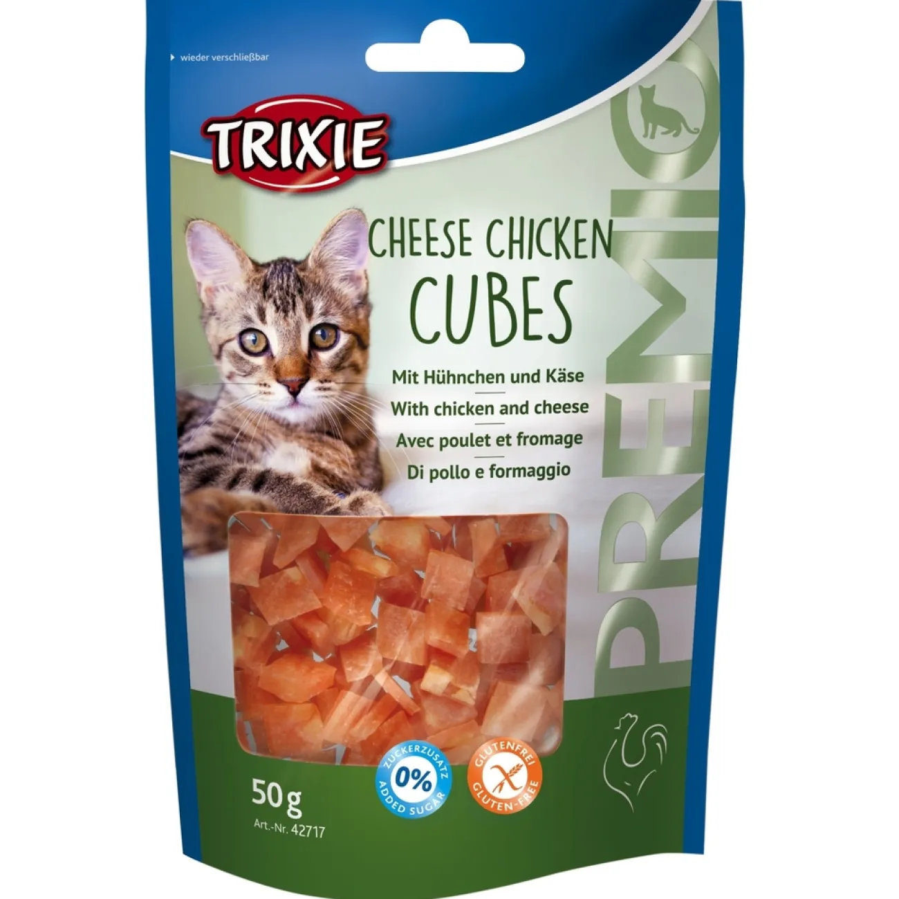 TRIXIE Dokas Katzensnacks | Dr. Clauder'S Snack It- Katzenleckerlis Light Premio Cheese Chicken Cubes