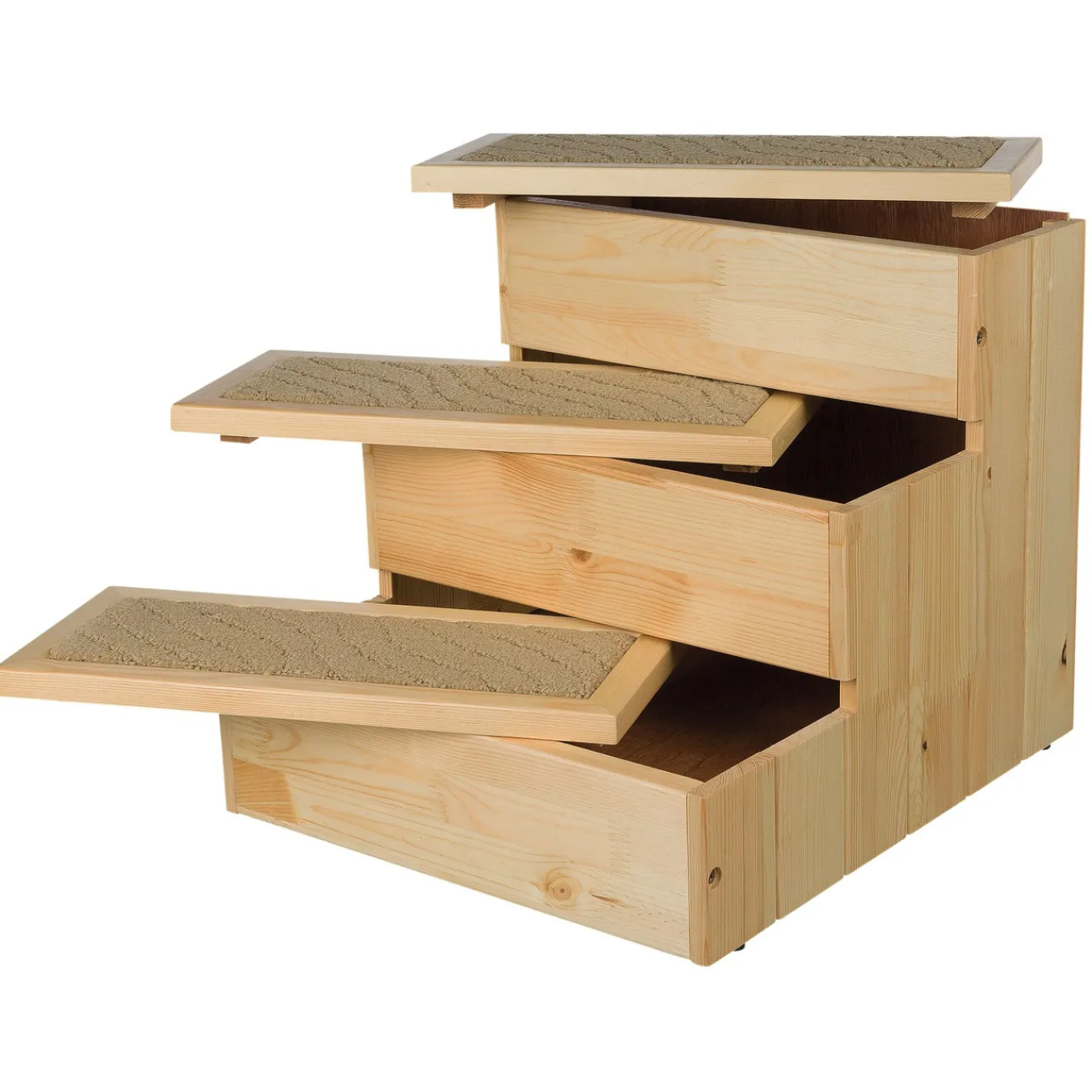 TRIXIE Trixie Katzensnacks | Trixie Cat Activity- Möbel Treppe für Hunde und Katzen aus Kiefer mit Staurraum beige