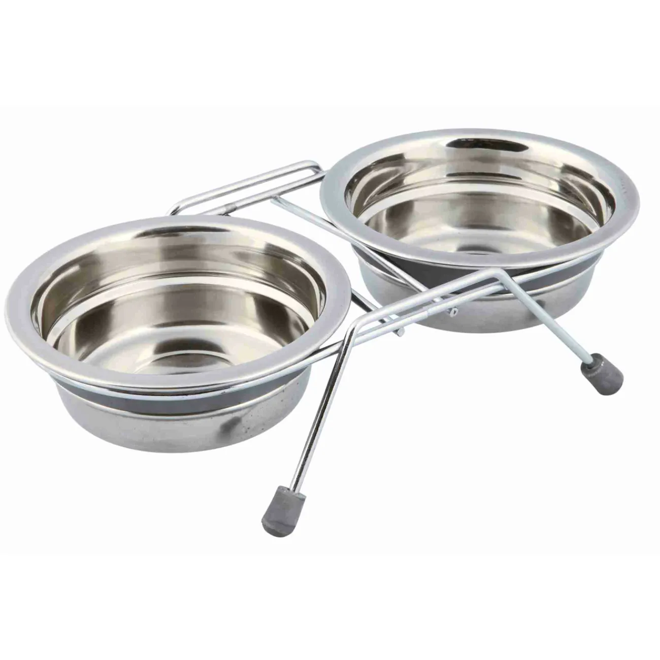 TRIXIE Trixie Katzensnacks | Trixie Cat Activity- Napf-Set Eat on Feet mit Klapperschutz silber