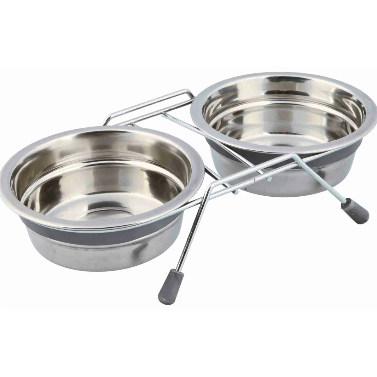 TRIXIE Trixie Katzensnacks | Trixie Cat Activity- Napf-Set Eat on Feet mit Klapperschutz silber