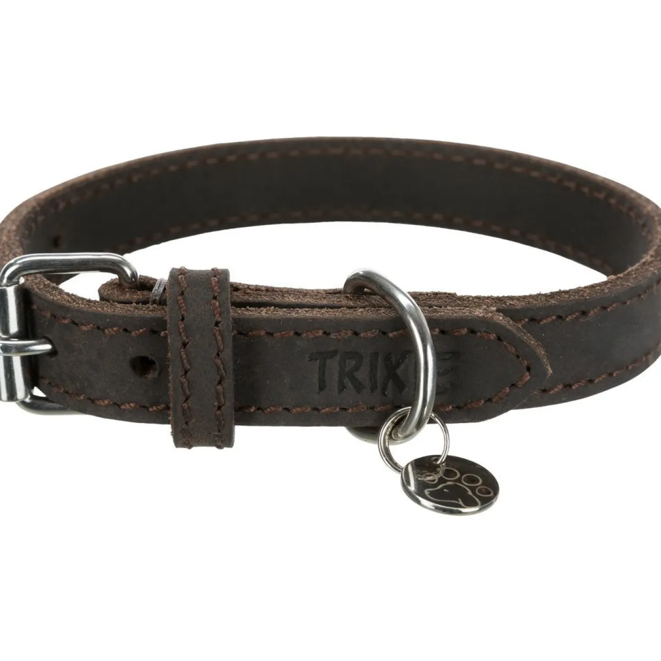 TRIXIE Hundezubehör | Mehr Hundeartikel- Rustic Fettleder Hundehalsband dunkelbraun